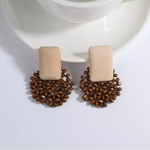 Wood Beaded Boho Earrings